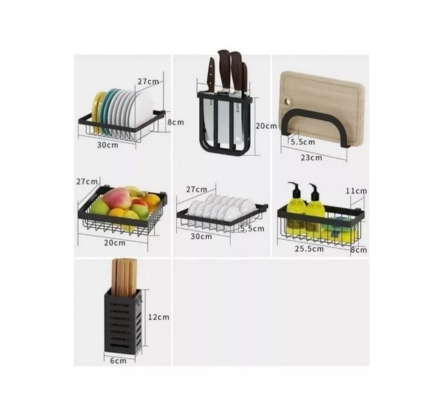 🍽️🖤 Rack Organizador de Cocina Seca-Platos Premium – Doble (85 cm)