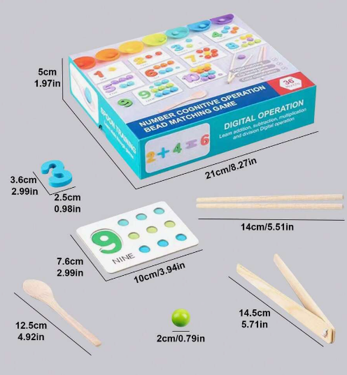 Juego Didáctico de Matemáticas Montessori | Números, Cuentas y Motricidad Fina para Niños Pequeños
