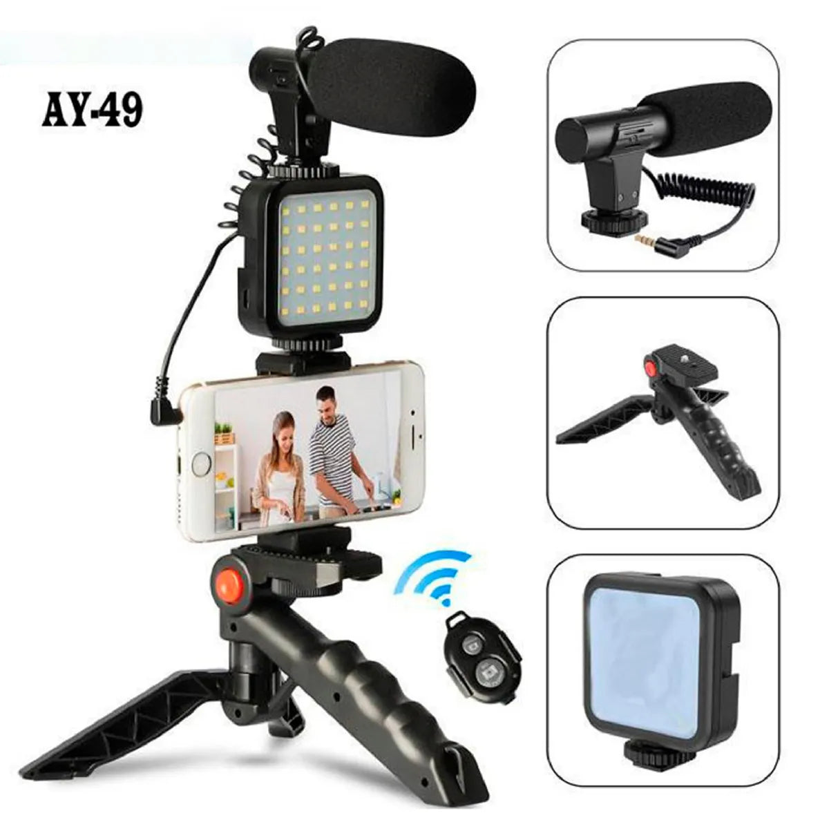 KIT DE GRABACIÓN DE VIDEO CON TRÍPODE Y BLUETOOTH