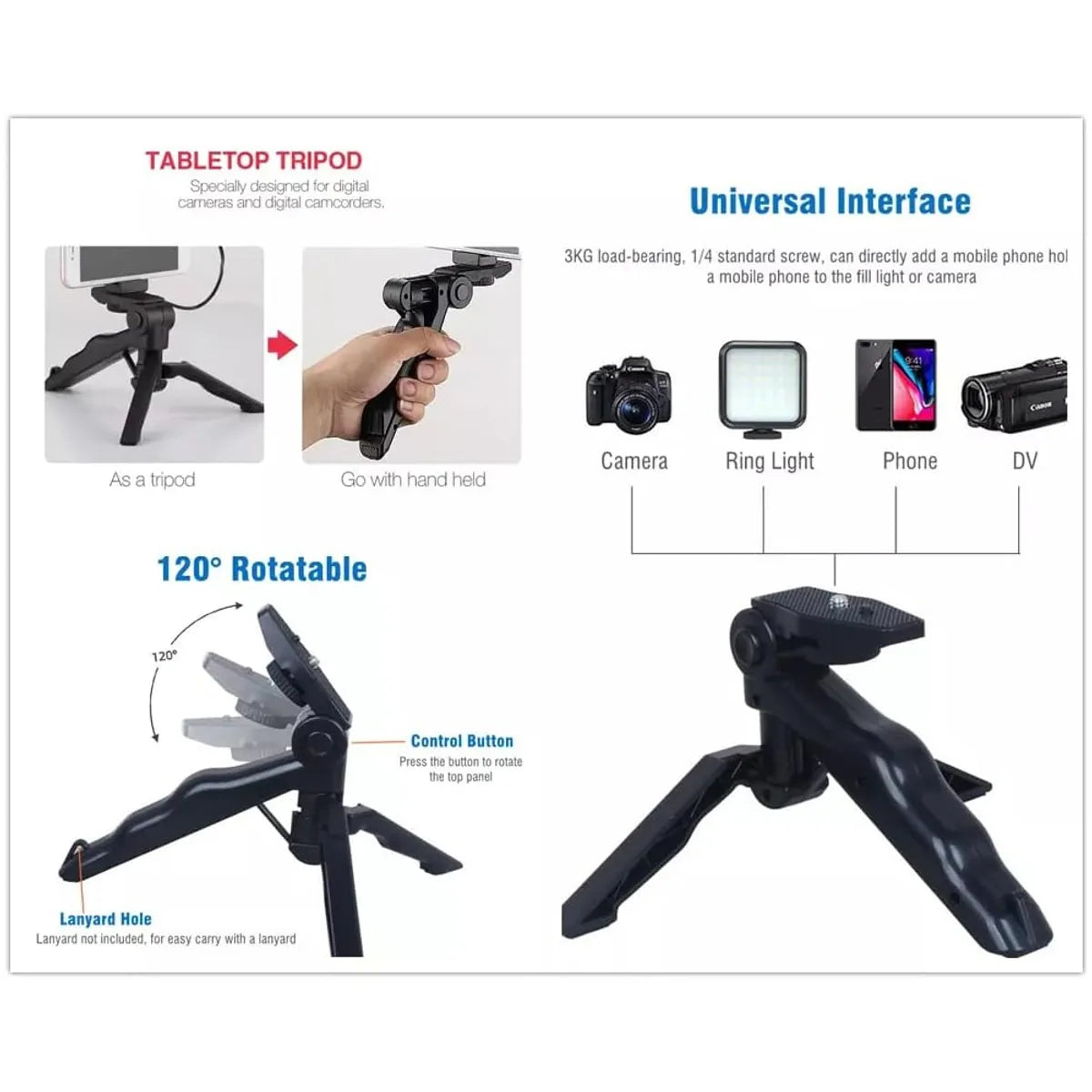 KIT DE GRABACIÓN DE VIDEO CON TRÍPODE Y BLUETOOTH
