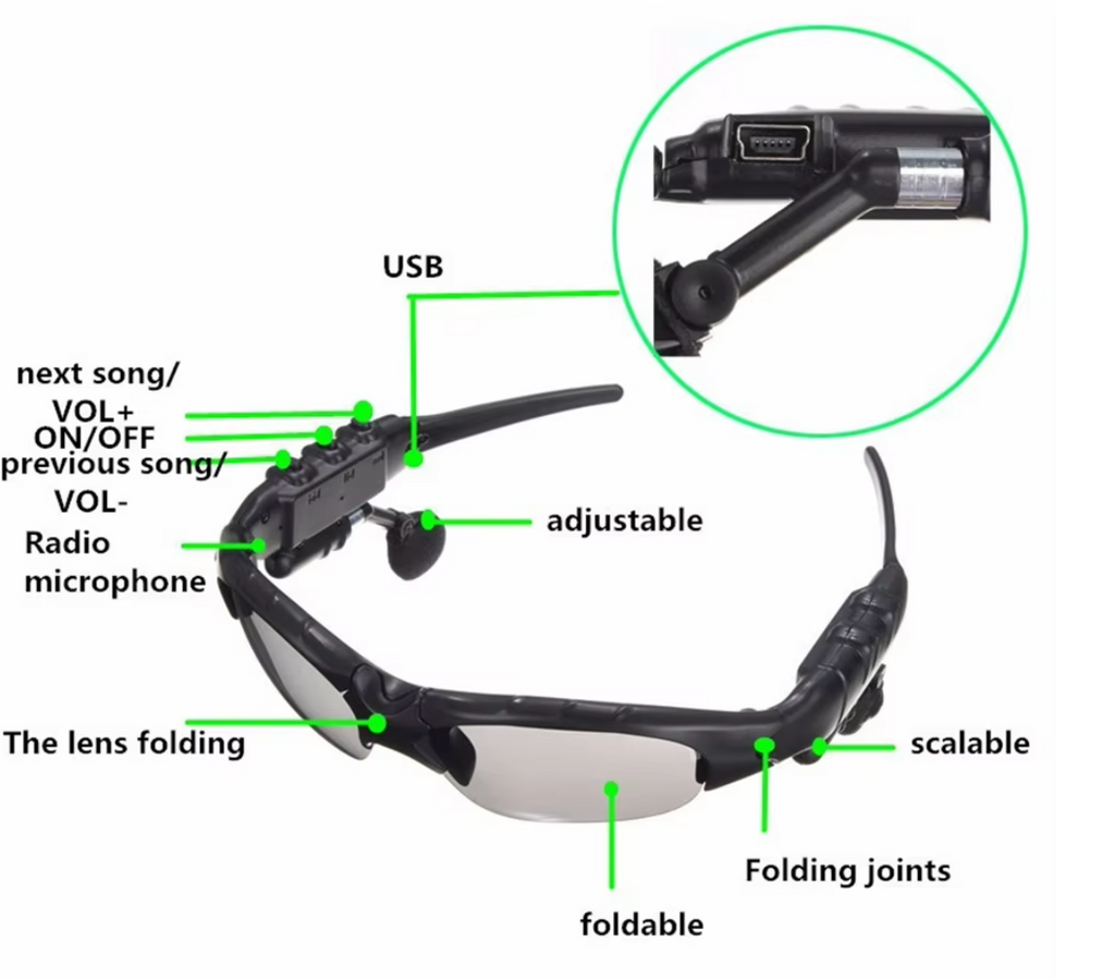 LENTES DE SOL INTELIGENTES CON BLUETOOTH Y AUDIFONOS INALAMBRICOS
